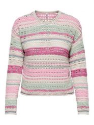 ONLY Sweter w kolorze jasnoróżowo-miętowo-kremowym rozmiar: XS. Brązowe swetry ONLY, xs, bez wzorów, bez ramiączek. Za 104.99 zł.