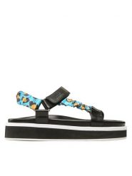 TWINSET Sandały 231ACT080 Czarny. Czarne sandały Twinset, bez wzorów, ze skóry, bez obcasa, na płaskiej podeszwie, bez zapięcia. Za 399.99 zł.