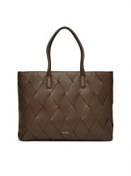 Calvin Klein Torebka Ck Woven Medium Shopper K60K612994 Brązowy. Brązowe shopper bag Calvin Klein, bez wzorów, ze skóry, bez dodatków. Za 429.99 zł.