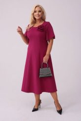 Elegancka sukienka Doris na wesele w kolorze głębokiej fuksji PLUS SIZE XXL. Czerwone sukienki Moda Size Plus Iwanek, na imprezę, plus size, bez wzorów, z elastanu, eleganckie, bez kołnierzyka, plus size, bez ramiączek, midi, rozkloszowane. Za 349.90 zł.