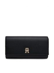 Tommy Hilfiger Duży Portfel Damski Th Legacy Flap Lrg Wallet AW0AW17267 Czarny. Czarne portfele Tommy Hilfiger, bez wzorów, ze skóry. Za 219.99 zł.