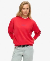 Superdry Core Logo City Graphic Crew damska bluza z bawełny organicznej. Czerwone bluzy bez kaptura Superdry, bez wzorów, z bawełny, bez kaptura. Za 233.50 zł.