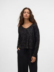 Vero Moda Sweter w kolorze czarnym rozmiar: L. Czarne swetry Vero Moda, l, bez wzorów, z materiału, bez ramiączek. Za 82.99 zł.