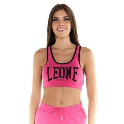 Podstawowy damski top Leone. Czerwone topy LEONE 1947 APPAREL, l, bez wzorów, z tkaniny, sportowe, bez kołnierzyka, bez ramiączek. W wyprzedaży za 88.95 zł.