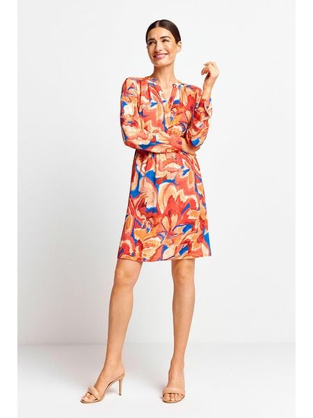 Rich & Royal Sukienka w kolorze pomarańczowo-niebieskim rozmiar: 40. Niebieskie sukienki Rich & Royal, bez wzorów, z wiskozy, bez kołnierzyka, bez ramiączek, midi, rozkloszowane. Za 210.32 zł.