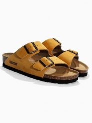 BACKSUN Klapki "Bali" w kolorze żółtym rozmiar: 38. Żółte klapki Backsun, bez wzorów, klasyczne, z otwartym noskiem, bez obcasa, bez zapięcia. Za 149.95 zł.