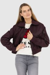 KENZO Bordowa kurtka bomberka damska boke flower. Czerwone kurtki Kenzo, l, bez wzorów, bez kaptura. W wyprzedaży za 1,999.99 zł.