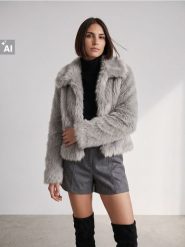 Kurtka z imitacji futra - szary. Szare kurtki Sinsay, l, bez wzorów, bez kaptura. Za 119.99 zł.