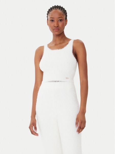 Guess Top O5BR01 Z1282 Écru Regular Fit. Topy Guess, xl, z aplikacjami, z syntetyku, bez kołnierzyka, bez ramiączek. Za 129.99 zł.