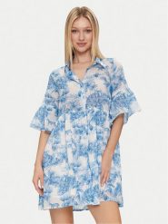 Iconique Sukienka letnia Sandra IC24-054 Niebieski Regular Fit. Niebieskie sukienki Iconique, s, bez wzorów, z bawełny, bez kołnierzyka, bez ramiączek. Za 669.99 zł.
