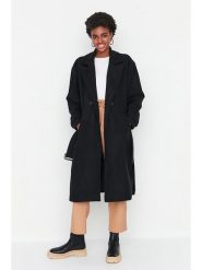 Trendyol Płaszcz przejściowy w kolorze czarnym rozmiar: 36. Czarne płaszcze Trendyol, bez wzorów, z tkaniny, bez kaptura. Za 65.99 zł.
