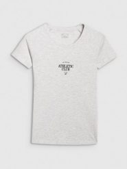 4F T-shirt slim z nadrukiem damski - szary XL. Szare t-shirty sportowe 4f, uniwersalny, bez wzorów, z bawełny, bez ramiączek. Za 59.99 zł.