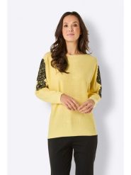 WITT WEIDEN Bluzka w kolorze żółtym rozmiar: 46. Żółte bluzki WITT WEIDEN, z aplikacjami, z kaszmiru, bez kołnierzyka, bez ramiączek. Za 113.99 zł.