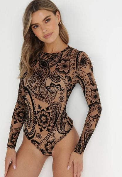 Brązowe Body z Siateczki Mophel. Brązowe body i gorsety Born2be, bez wzorów, z jeansu, bez ramiączek. Za 79.99 zł.