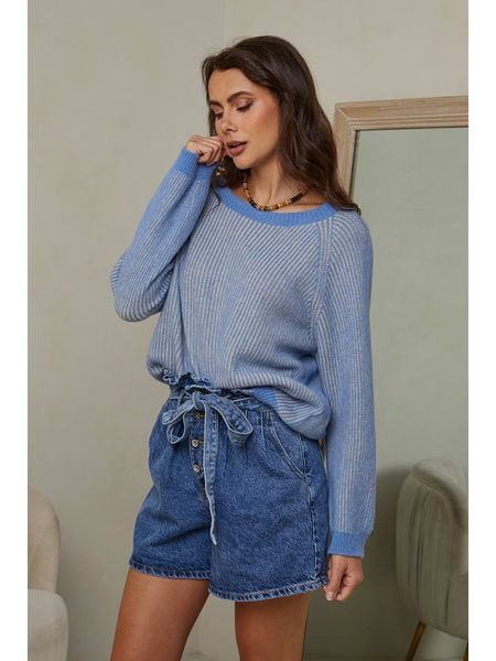 Joséfine Sweter "Barcs" w kolorze niebieskim rozmiar: L. Niebieskie swetry Joséfine, l, bez wzorów, z kaszmiru, bez ramiączek. Za 192.33 zł.