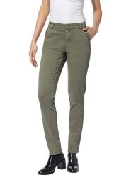 Heine Dżinsy - Slim fit - w kolorze khaki rozmiar: 40. Brązowe jeansy Heine, bez wzorów, z podwyższonym stanem. Za 105.63 zł.