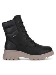 Rieker Botki 71831-00 Czarny. Czarne botki Rieker, bez wzorów, bez obcasa, na płaskiej podeszwie, bez zapięcia. Za 399.99 zł.