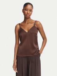 Morgan Top 242-OLAFI Brązowy ciemny Regular Fit. Brązowe topy Morgan, bez wzorów, z syntetyku, bez kołnierzyka, bez ramiączek. Za 179.99 zł.