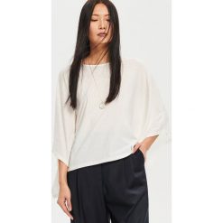 Bluzka z bawełny i lnu - Kremowy. Bluzki Reserved. W wyprzedaży za 29.99 zł.