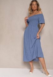 Niebieska Bawełniana Sukienka o Rozkloszowanym Kroju Zdobiona Printem w Groszki Lisanovia. Niebieskie sukienki Renee, na co dzień, m, z aplikacjami, z bawełny, eleganckie, bez kołnierzyka, bez ramiączek, midi, proste. W wyprzedaży za 43.99 zł.