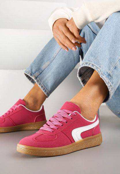 Różowe Casualowe Sneakersy Typu Kultowe Tenisówki Ablerri. Czerwone trampki Renee, bez wzorów, klasyczne, bez zapięcia. Za 79.99 zł.