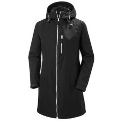Damski długi płaszcz Helly Hansen Belfast. Czarne kurtki przeciwdeszczowe Helly Hansen, xl, bez wzorów, z materiału. Za 680.55 zł.