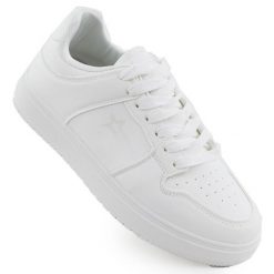 Buty sportowe damskie Big Star RR274A241 białe. Białe buty treningowe bez wzorów, z materiału, bez zapięcia. W wyprzedaży za 239.49 zł.
