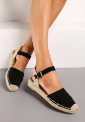 Czarne Espadryle Udekorowane Plecionką Titanias. Czarne espadryle Renee, bez wzorów, eleganckie, bez obcasa, na obcasie. W wyprzedaży za 44.99 zł.