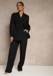 Czarne Spodnie Garniturowe High Waist Annavia. Czarne jeansy Renee, l, bez wzorów, z jeansu, eleganckie, z podwyższonym stanem. W wyprzedaży za 119.99 zł.