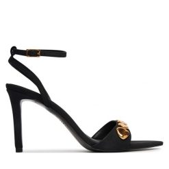 Sandały Aldo. Czarne sandały Aldo, bez wzorów, bez obcasa, na szpilce, bez zapięcia. Za 399.99 zł.