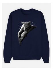 WOOOP Bluza "Moon Cat" w kolorze granatowym rozmiar: L. Niebieskie bluzy Wooop, l, bez wzorów, bez kaptura. Za 100.99 zł.
