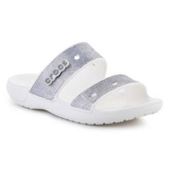 Crocs Klapki Classic Croc Glitter Ii Sandal W 207769-90H szare. Szare klapki bez wzorów, z materiału, casualowe, bez obcasa, bez zapięcia. Za 303.63 zł.