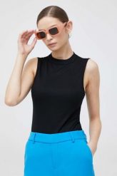 Sisley top damski kolor czarny odkryte plecy. Czarne topy Sisley, l, bez wzorów, z dzianiny, bez kołnierzyka, bez ramiączek. Za 139.99 zł.