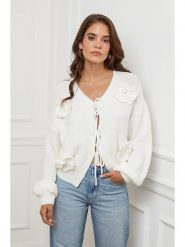 L'armoire de Suzette Kardigan w kolorze białym rozmiar: 38/40. Białe swetry L'armoire de Suzette, l, z aplikacjami, ze splotem, klasyczne, bez ramiączek. Za 139.54 zł.