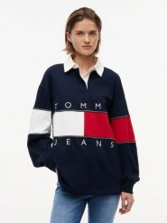Tommy Jeans Bluza Kobiety Bawełna niebieski|wielokolorowy, L. Niebieskie bluzy bez kaptura Tommy Jeans, l, bez wzorów, z bawełny, bez kaptura. Za 449.95 zł.