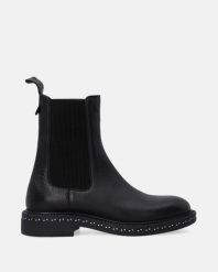 CZARNE SZTYBLETY DAMSKIE L036LEBLOBB034. Czarne botki Venezia, bez wzorów, ze skóry, bez obcasa, bez zapięcia. Za 399.00 zł.