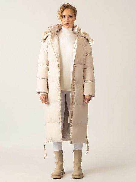 APART Płaszcz zimowy w kolorze kremowym rozmiar: 40. Brązowe płaszcze Apart, na zimę, bez wzorów, z puchu, bez kaptura. Za 594.39 zł.