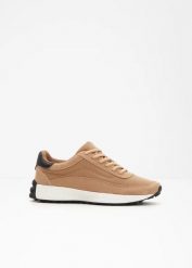 Sneakersy. Brązowe buty sportowe lifestyle bonprix, bez wzorów, z materiału, sportowe, bez zapięcia. Za 129.99 zł.