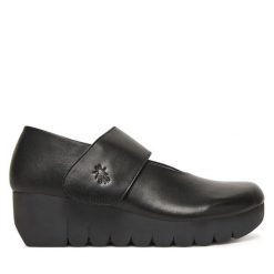 Półbuty Fly London. Czarne półbuty wsuwane Fly London, bez wzorów, bez obcasa, na koturnie. Za 439.99 zł.