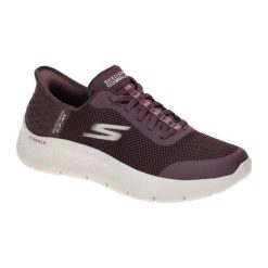 Buty SKECHERS SLIP-INS GO WALK FLEX Bordeaux. Czerwone buty sportowe lifestyle Skechers, bez wzorów, z tkaniny, bez zapięcia. Za 383.36 zł.