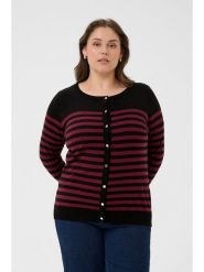 KAFFE curve Kardigan "Lizzy" w kolorze czerwono-czarnym rozmiar: M. Czarne swetry KAFFE curve, m, bez wzorów, bez ramiączek. Za 104.99 zł.