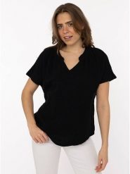 Zwillingsherz Muślinowa bluzka w kolorze czarnym rozmiar: onesize. Czarne bluzki Zwillingsherz, bez wzorów, z bawełny, bez kołnierzyka, bez ramiączek. Za 82.99 zł.