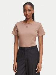 HUGO T-Shirt Deloris 50512002 Khaki Regular Fit. Brązowe t-shirty Hugo, xs, bez wzorów, z bawełny, bez kołnierzyka, bez ramiączek. Za 194.99 zł.