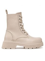 DeeZee Trzewiki WS5956-01 Beżowy. Brązowe botki DeeZee, bez wzorów, ze skóry, bez obcasa, na płaskiej podeszwie, bez zapięcia. Za 179.99 zł.