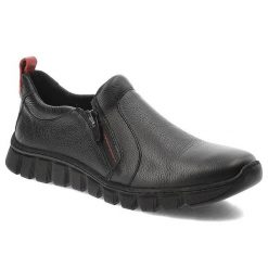 Czarne Półbuty Pollonus Wygodne Obuwie Damskie. Czarne buty sportowe lifestyle Pollonus, na wiosnę, bez wzorów, ze skóry, bez zapięcia. Za 259.00 zł.