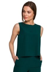 Stylove Top w kolorze ciemnozielonym rozmiar: L. Zielone topy Stylove, l, bez wzorów, bez kołnierzyka, bez ramiączek. Za 29.99 zł.