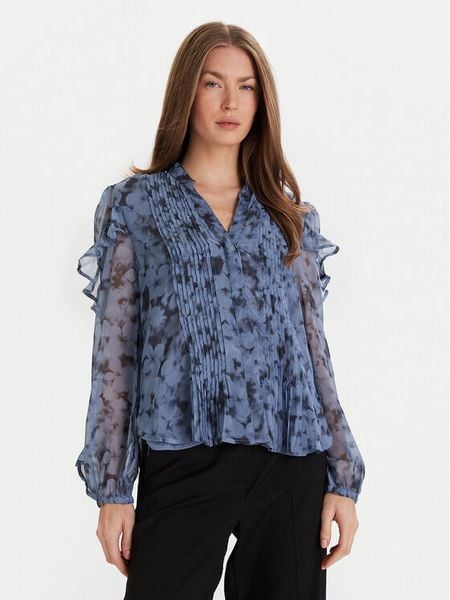 French Connection Bluzka 72ZBA Niebieski Regular Fit. Niebieskie bluzki French Connection, bez wzorów, z syntetyku, bez kołnierzyka, bez ramiączek. Za 359.99 zł.