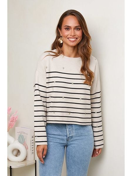 Soft Cashmere Sweter w kolorze beżowo-czarnym rozmiar: 34/36. Brązowe swetry Soft Cashmere, bez wzorów, klasyczne, bez ramiączek. Za 91.99 zł.