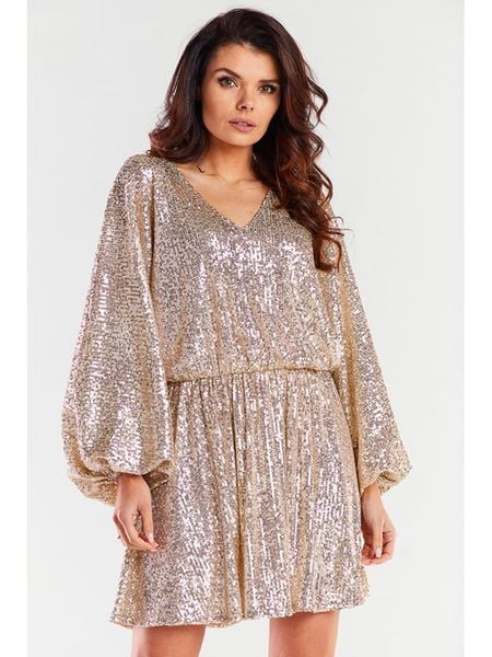 Awama Sukienka w kolorze beżowym rozmiar: onesize. Brązowe sukienki Awama, bez wzorów, bez kołnierzyka, bez ramiączek, mini. Za 279.99 zł.