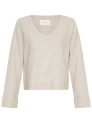 MOSS COPENHAGEN Sweter "Evonna" w kolorze beżowym rozmiar: M/L. Brązowe swetry Moss Copenhagen, l, bez wzorów, bez ramiączek. Za 172.08 zł.